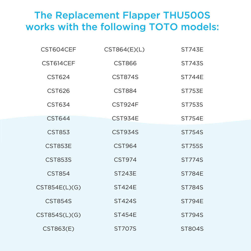 TOTO flapper side profile highlighting polypropylene body for long-term dimensional stability