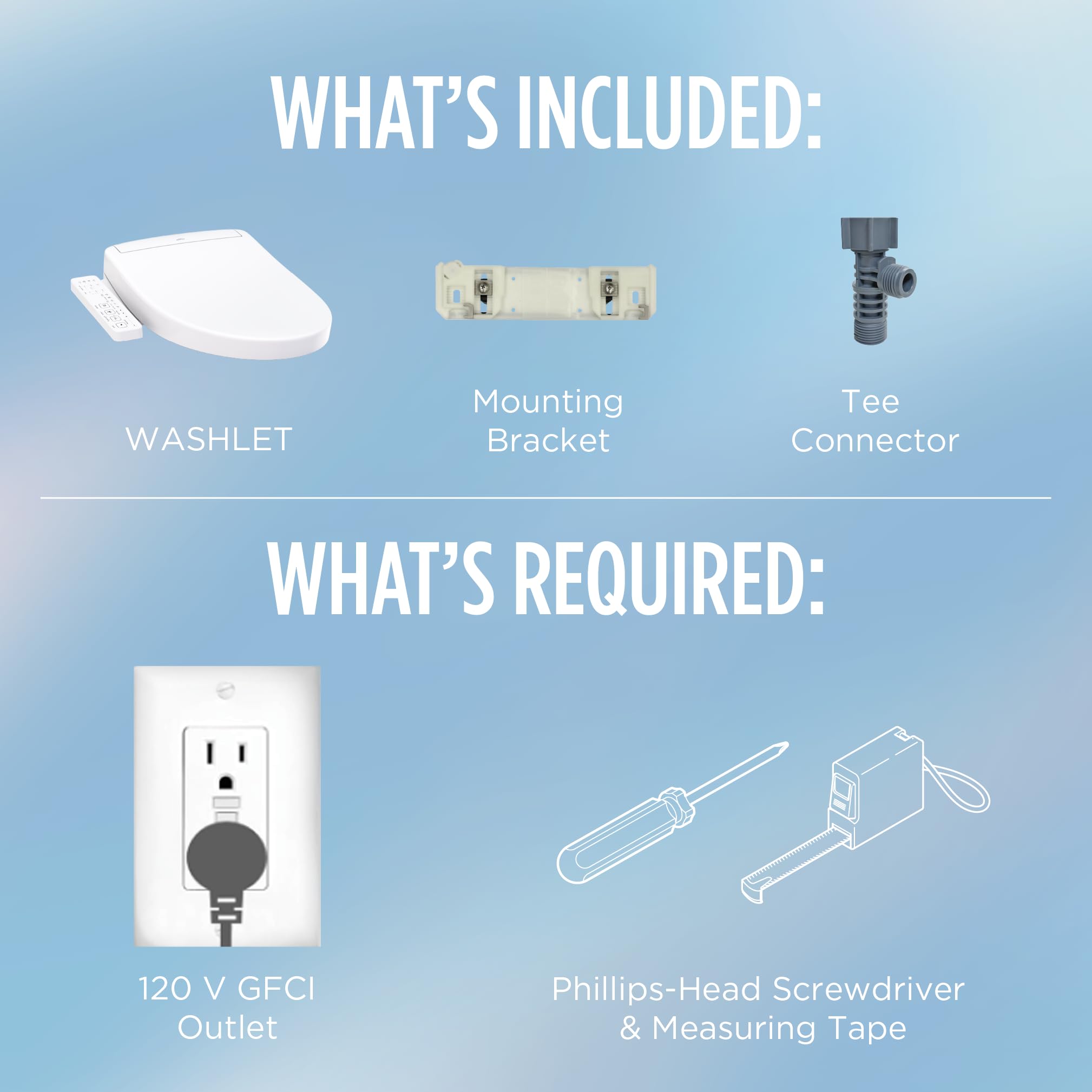 TOTO WASHLET S2 included installation hardware laid out for easy setup benefit