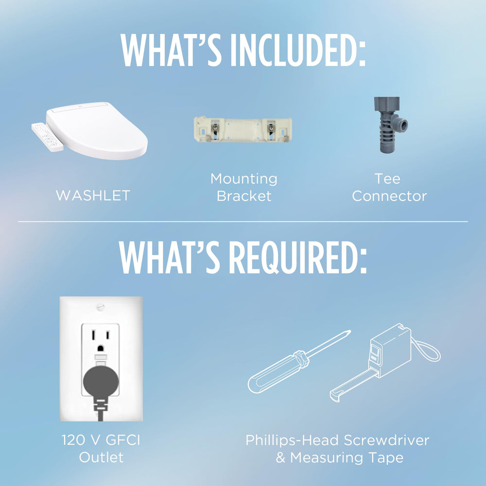 TOTO WASHLET S2 included installation hardware laid out for easy setup benefit