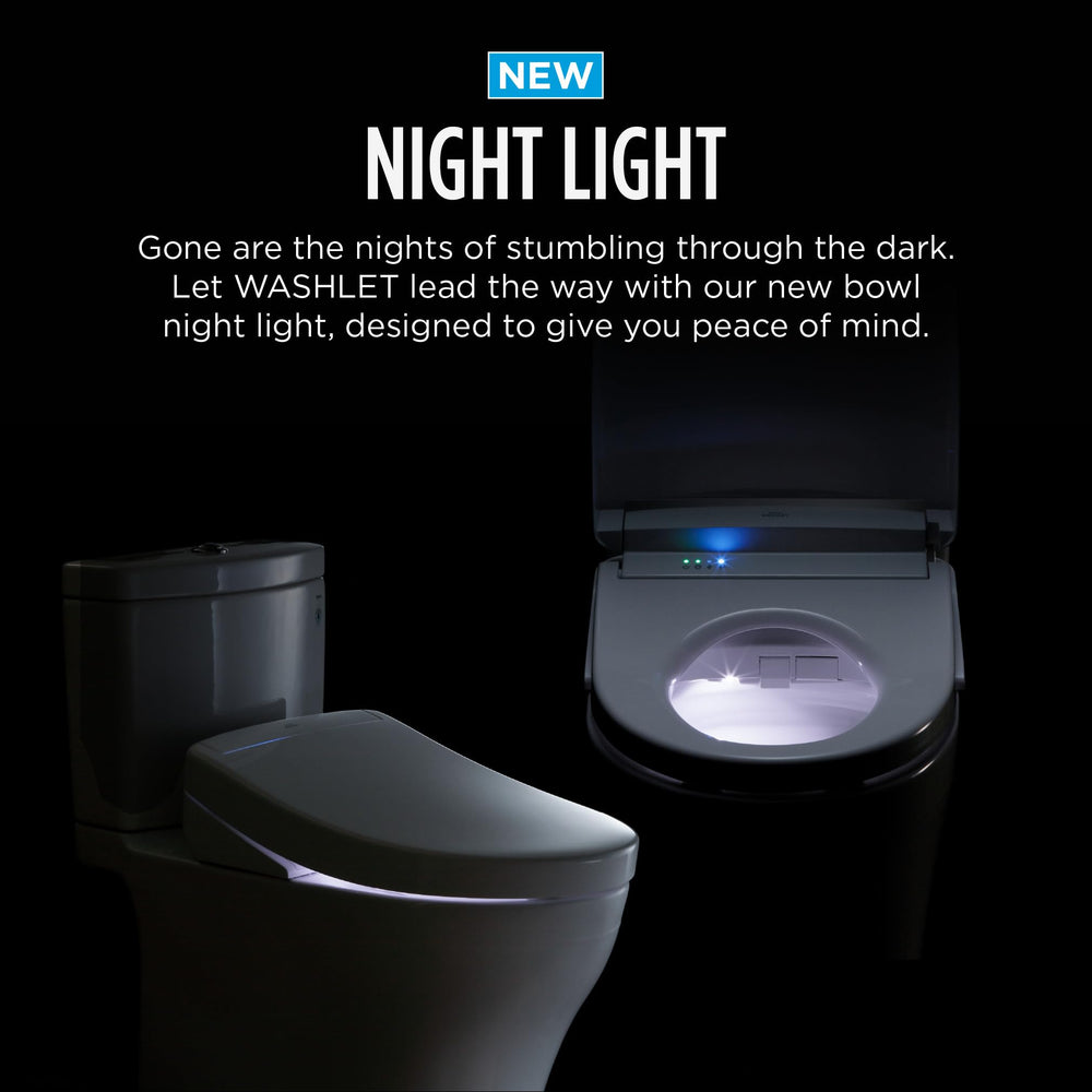 TOTO WASHLET S2 illuminated nightlight creating safe, gentle bathroom lighting