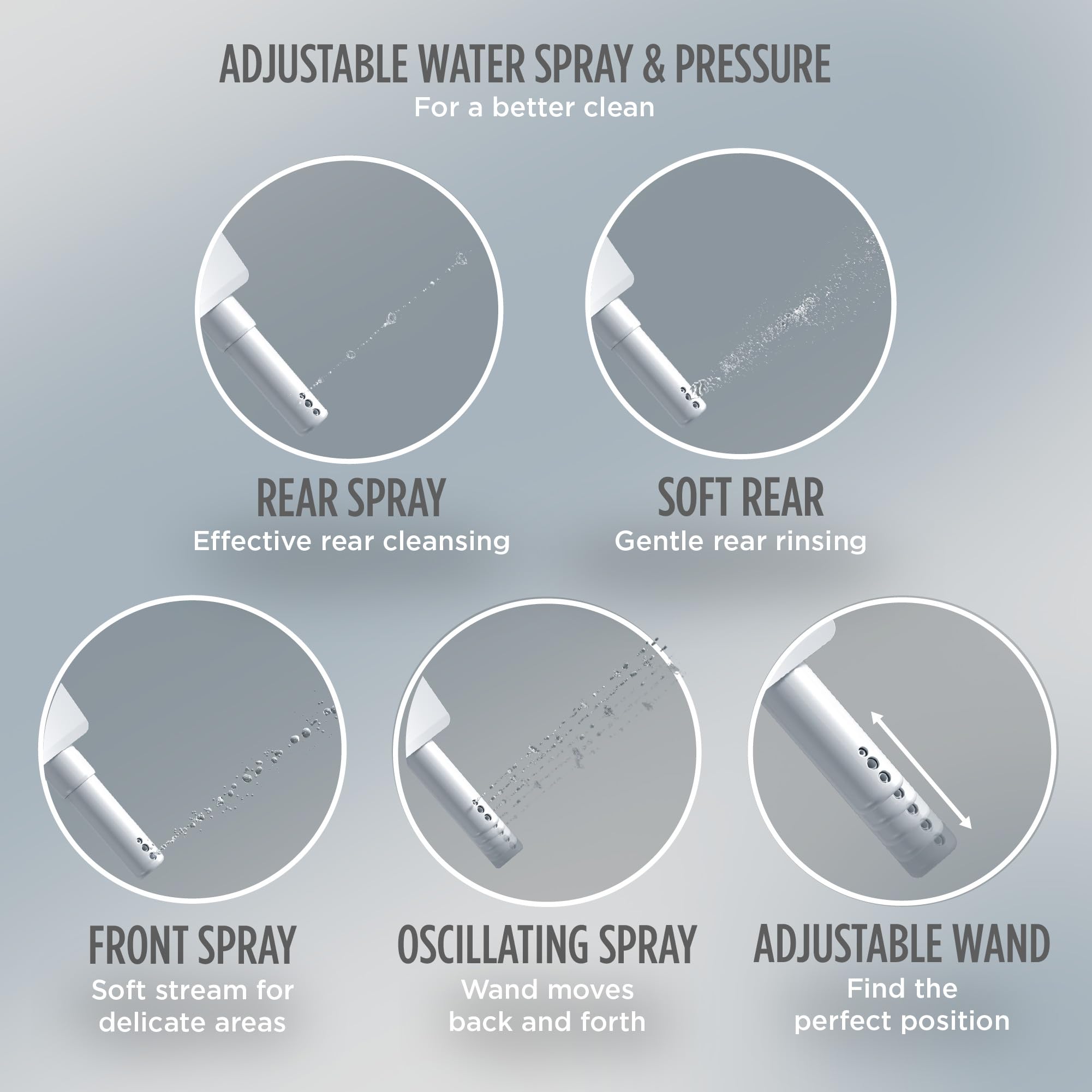 TOTO WASHLET S2 wand close-up with EWATER+ showing automatic sanitation benefit