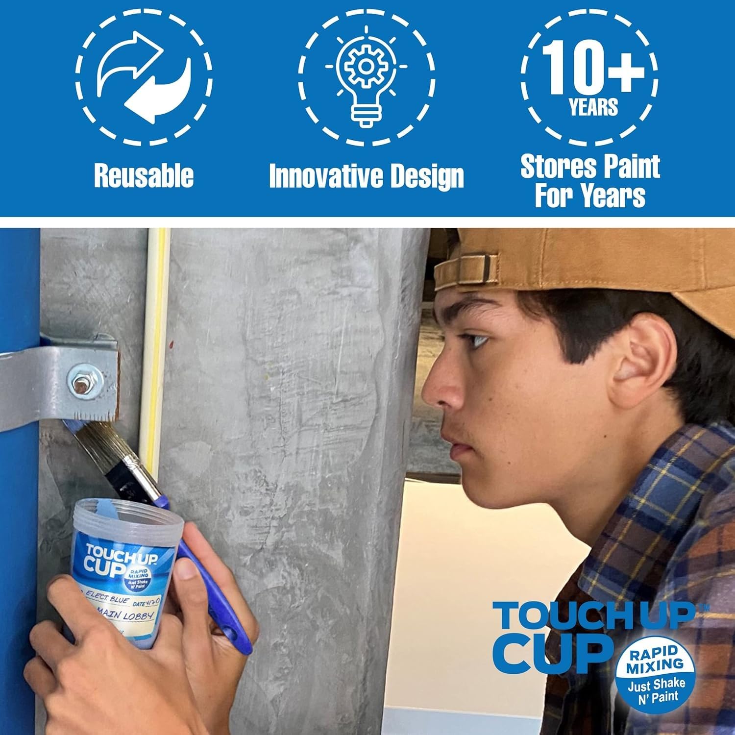 Touch Up Cup clear body displaying stored paint color for quick identification