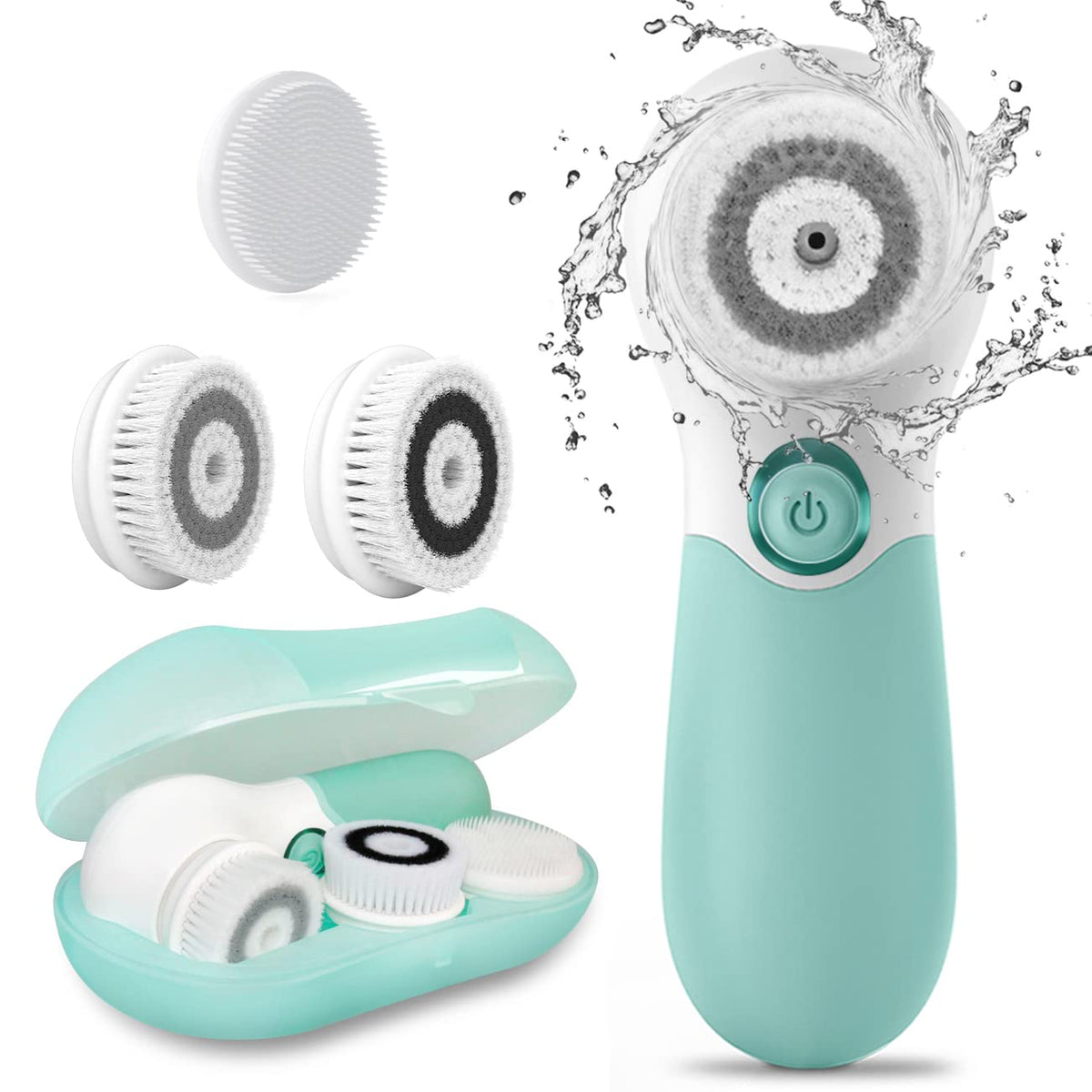 TOUCHBeauty front view showing attached brush head and rotation for deep cleansing