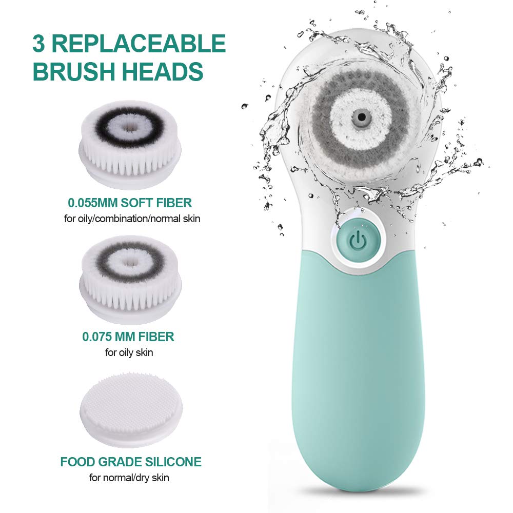 TOUCHBeauty three interchangeable brush heads displayed for versatile skin benefits