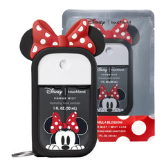 Touchland Minnie mist spray texture demonstrating quick-dry finish and lightweight feel