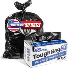 ToughBag front packaging showing 50-count, large 55-gallon capacity benefit