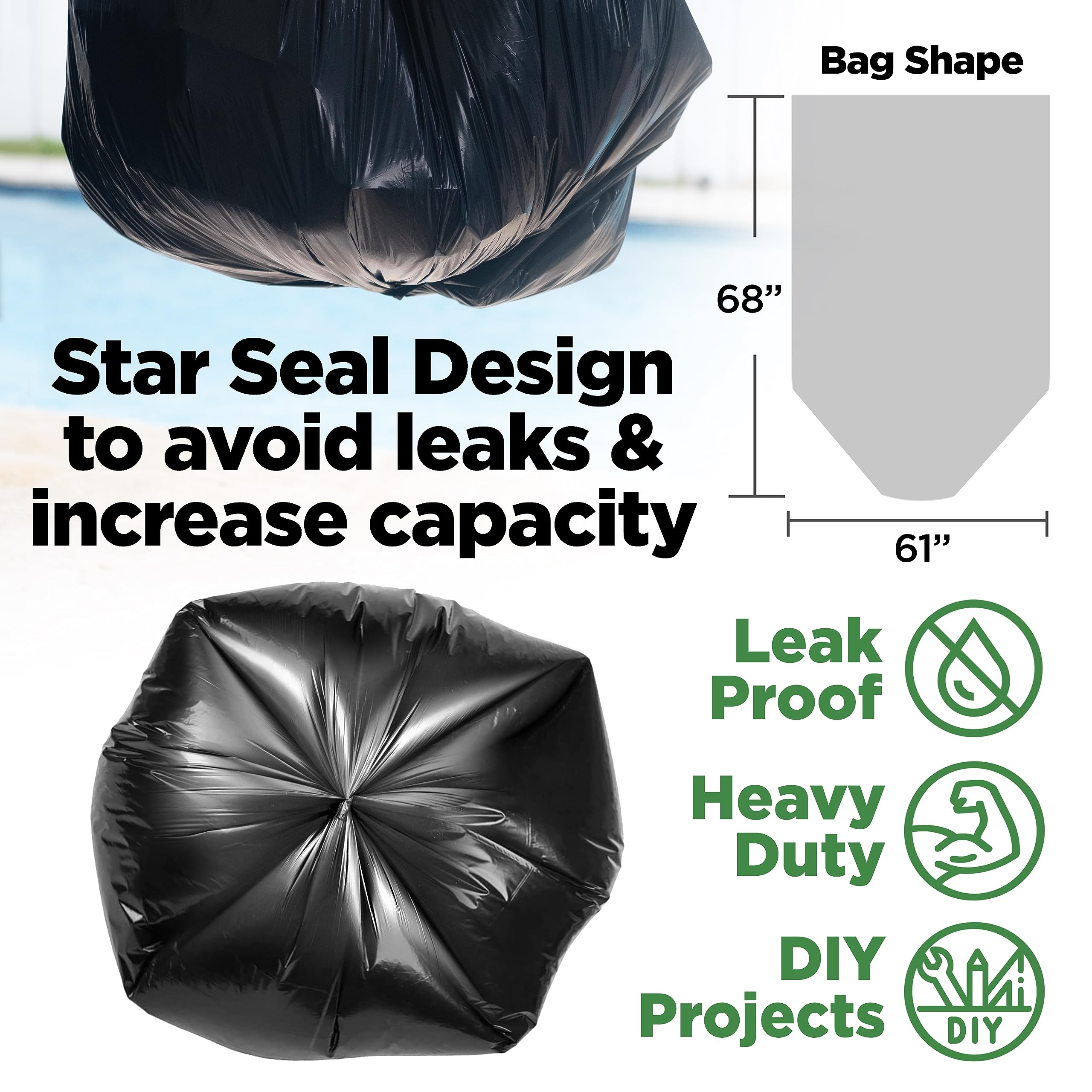 ToughBag open bag laid flat highlighting large 61x68-inch capacity