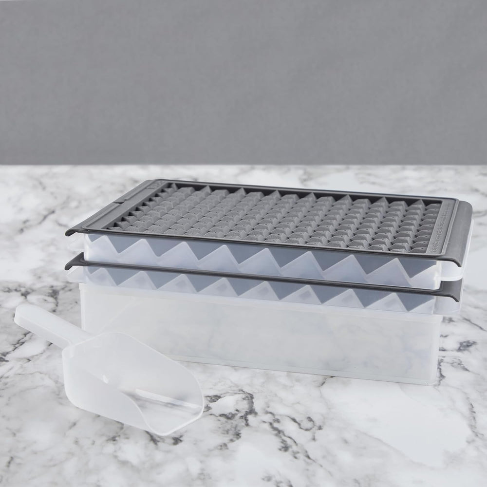 Tovolo glass filled with mini nugget ice cooling drinks quickly and evenly