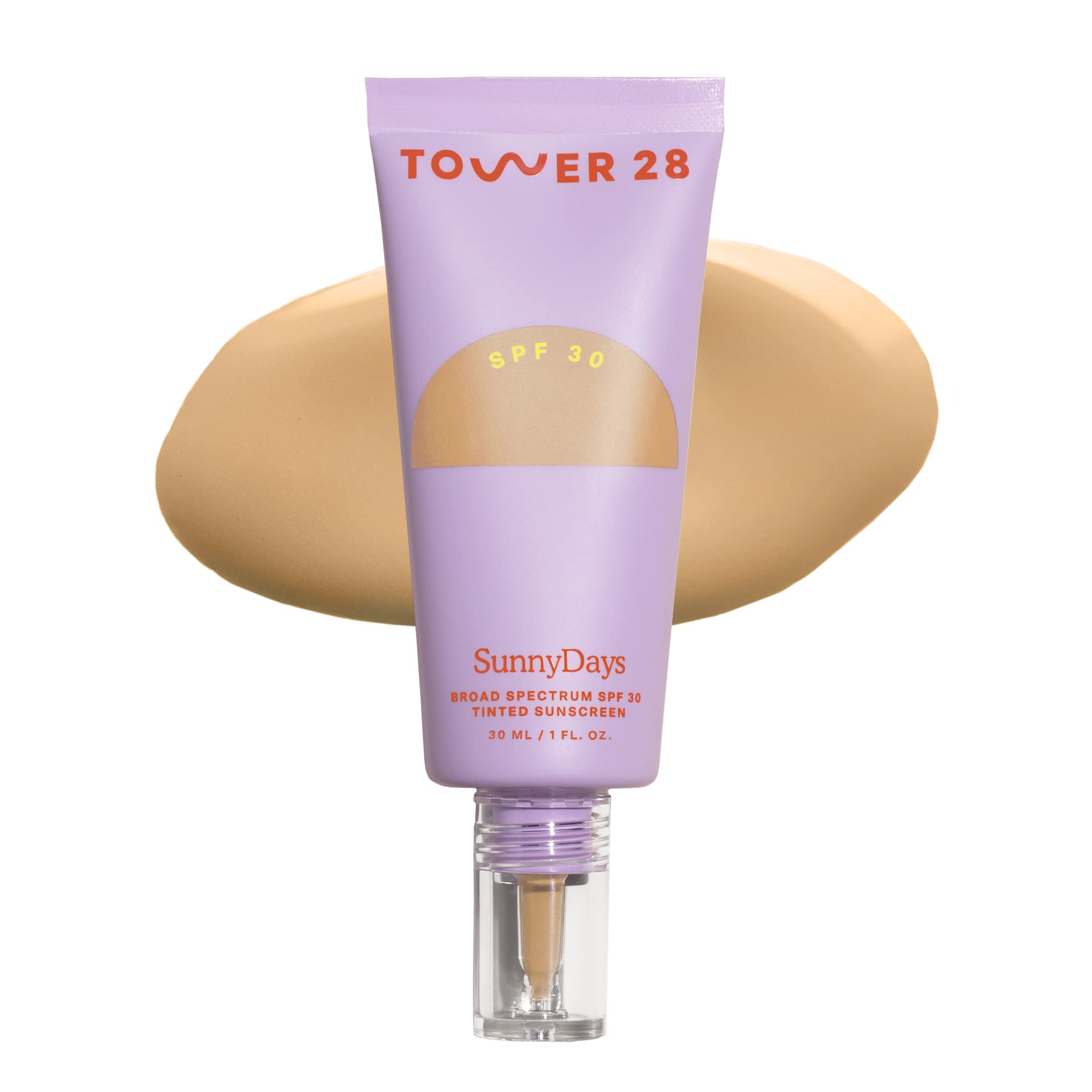Tower 28 front packaging showing SPF 30 tinted sunscreen foundation benefits