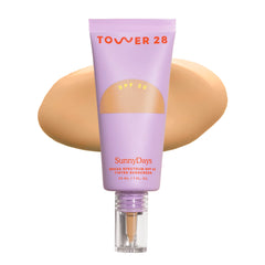 Tower 28 front packaging showing SPF 30 tinted sunscreen foundation benefits