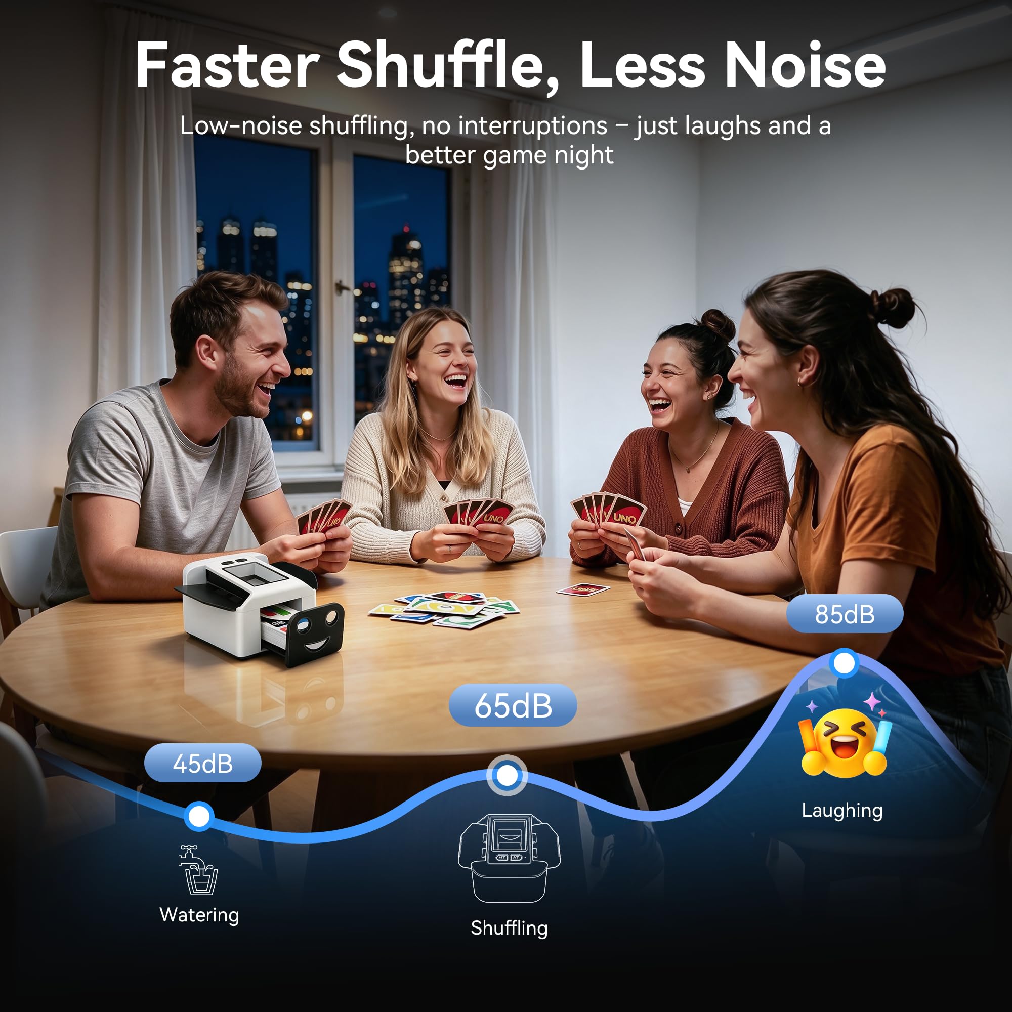 Towome shuffler in use on poker table speeding up game flow benefit