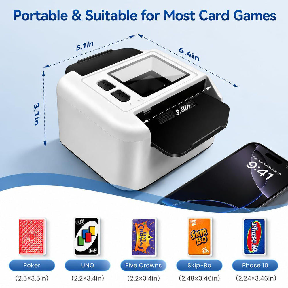Towome side profile with collection tray keeping cards secure during play benefit