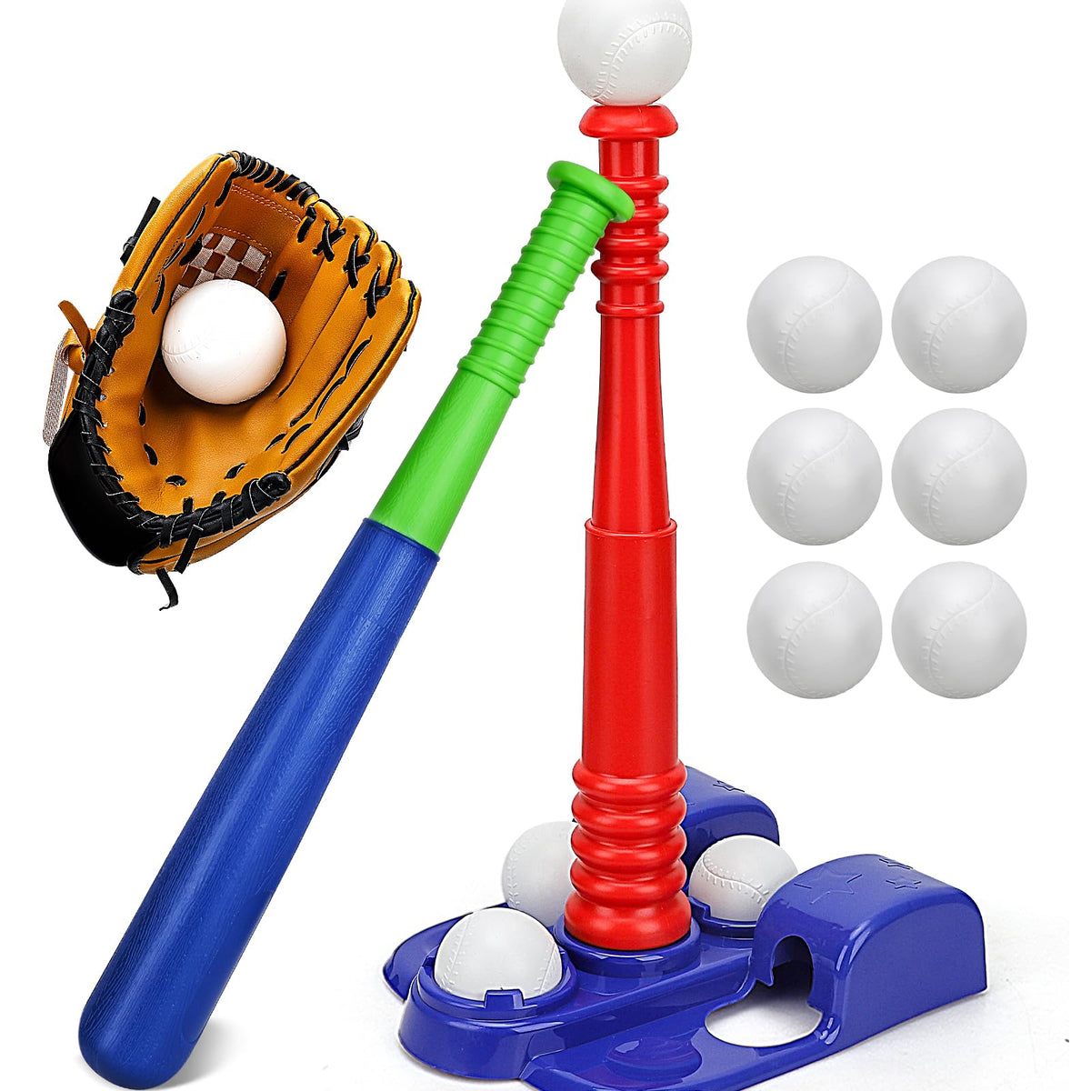 TOY Life front view of full tee ball set showing all pieces and play ready