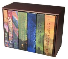 Toy Store lifestyle shot of the full seven-book set on a shelf enhancing decor