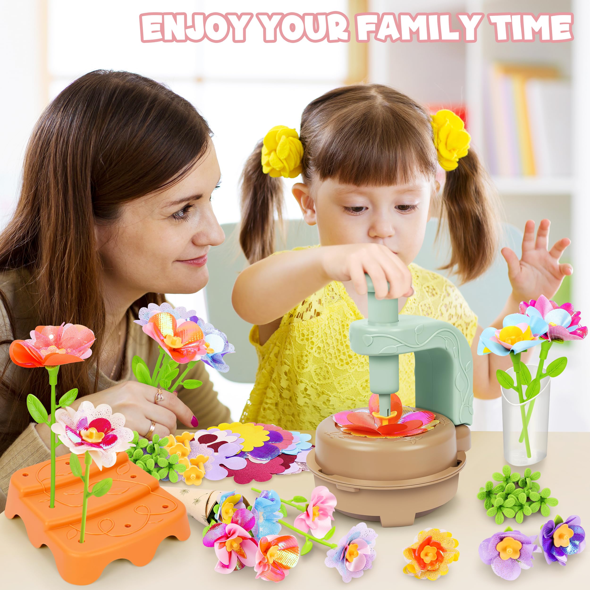 Toyly child crafting flowers, promotes fine motor skills building