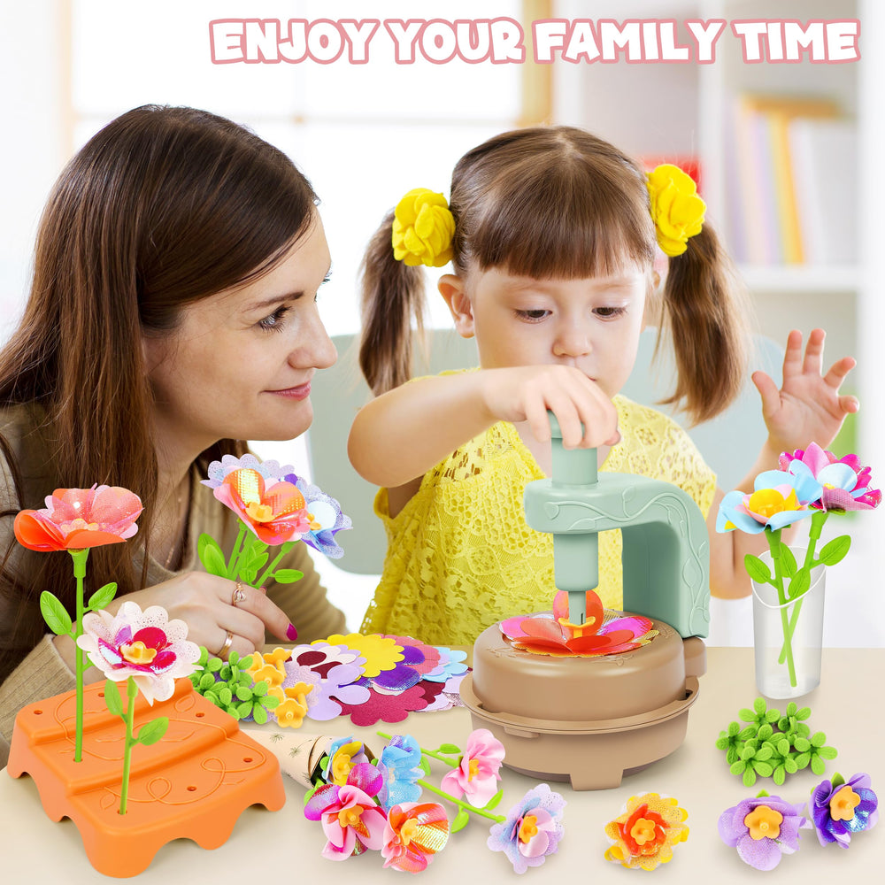 Toyly child crafting flowers, promotes fine motor skills building