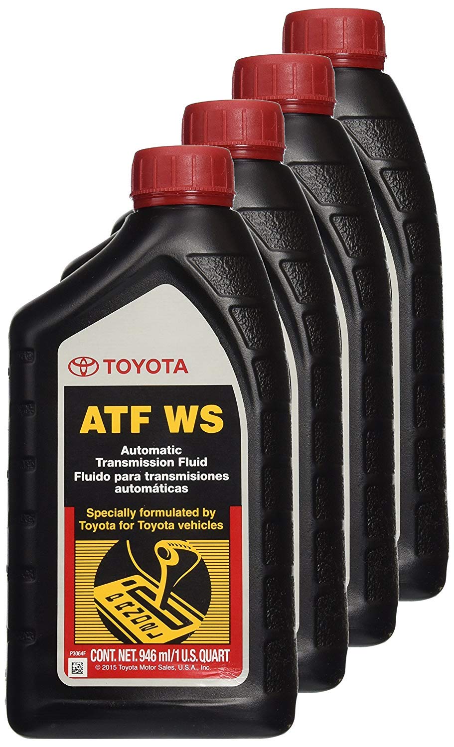 Toyota ATF WS front pack shows four bottles and authentic OEM branding for correct fit