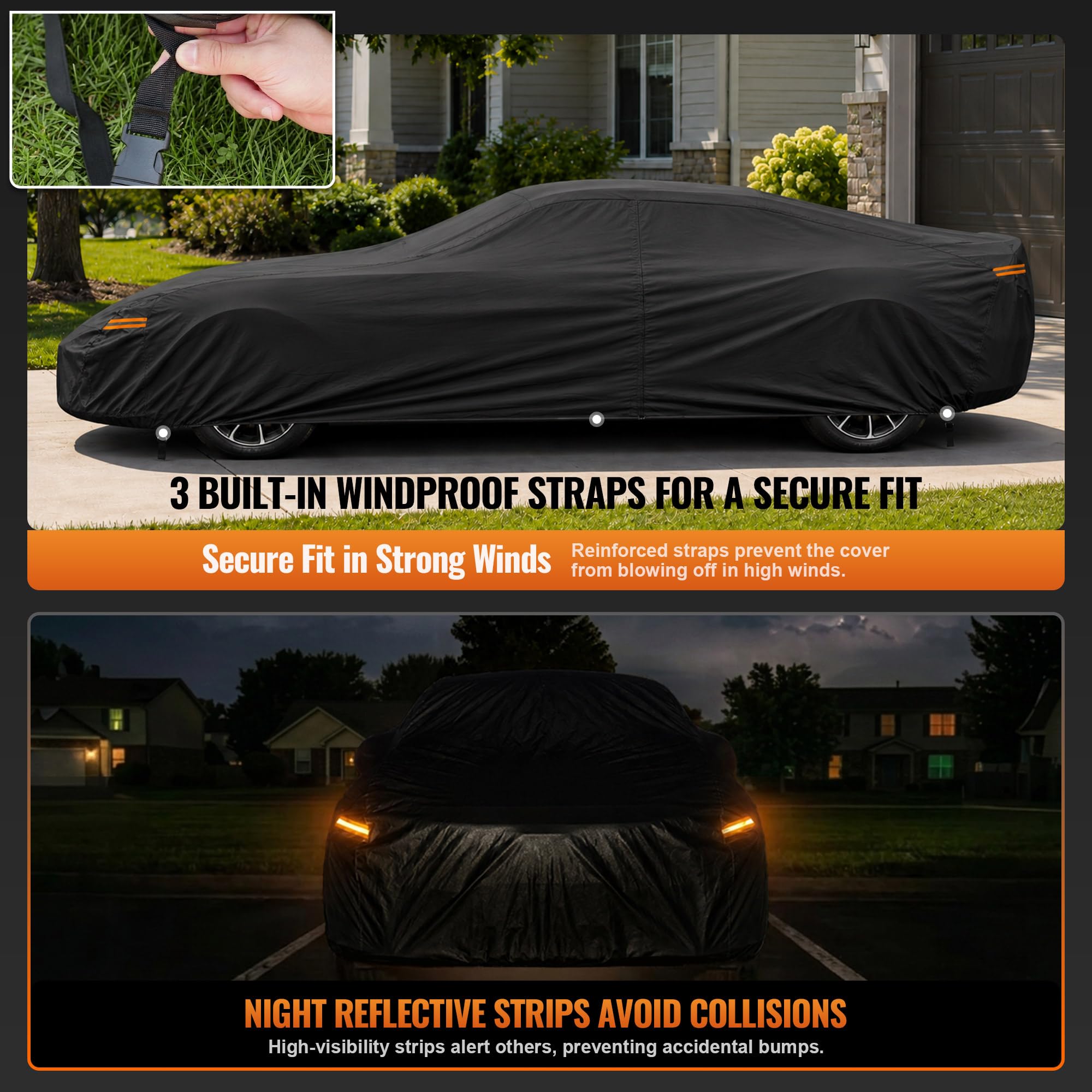 Tozaroa cover on coupe in driveway lifestyle scene showing everyday protection