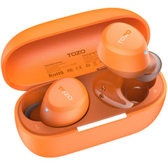 TOZO A1 front packaging showing earbuds and case, highlighting portability