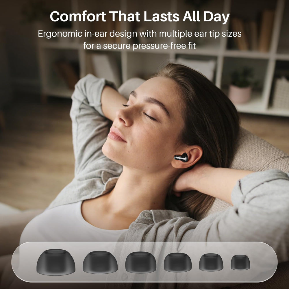 TOZO NC3 touch controls close-up showing easy playback and call control