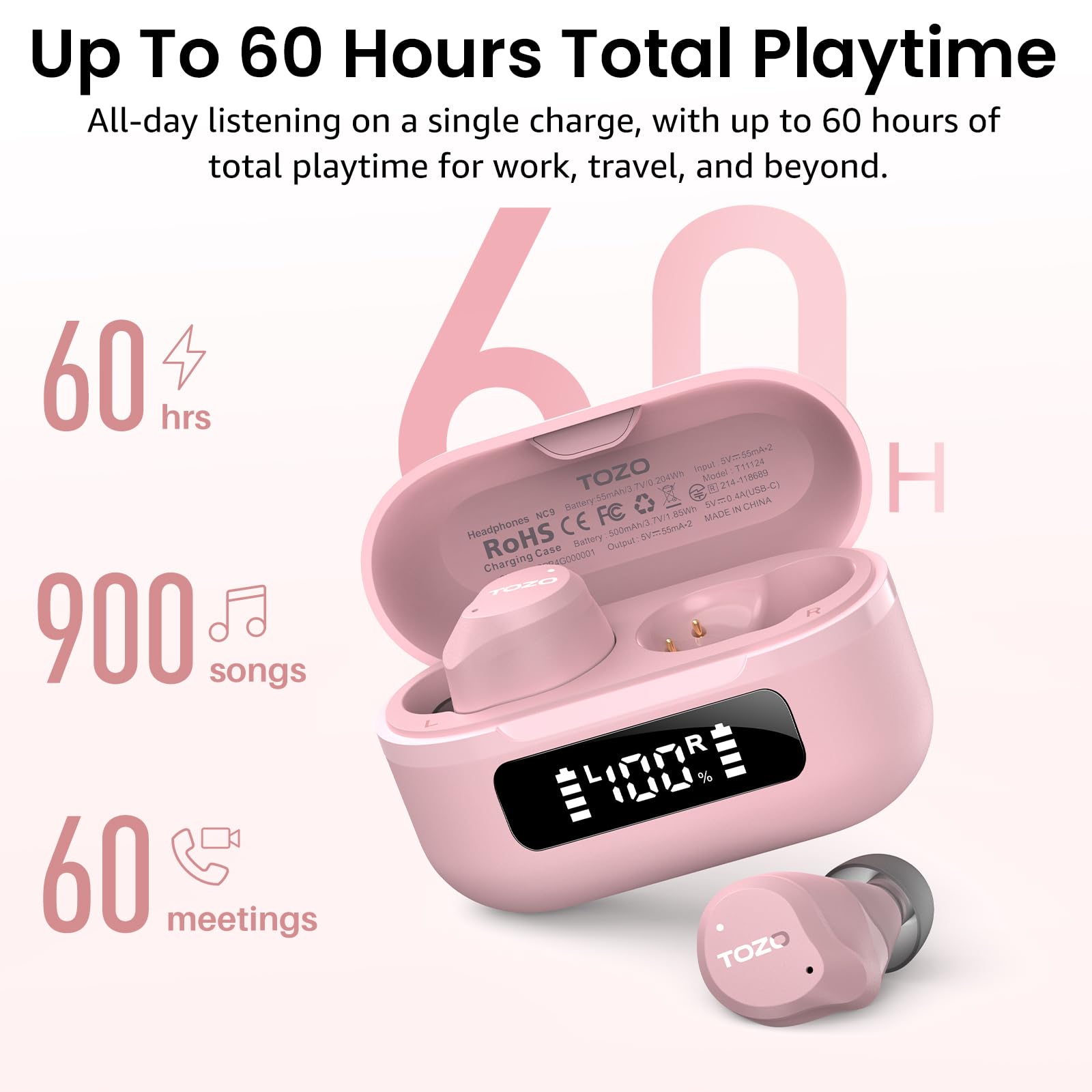 TOZO NC9 earbuds during outdoor run illustrating IPX8 sweat and rain resistance