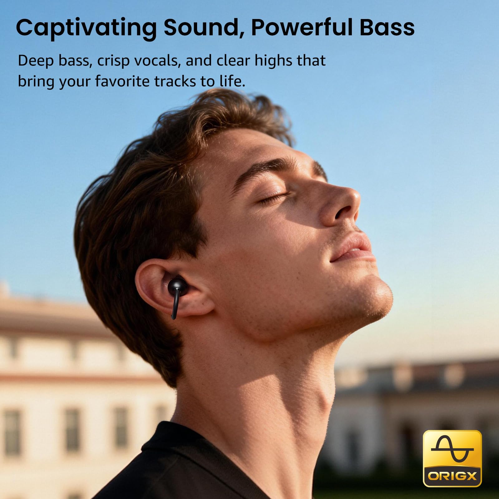 TOZO OpenEarRing worn while running, shows stable fit and situational awareness
