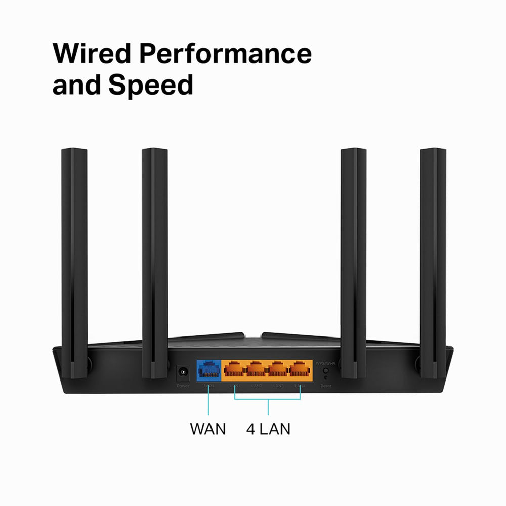 TP‑Link Archer AX10 beside laptop to show size and gigabit wireless performance benefits