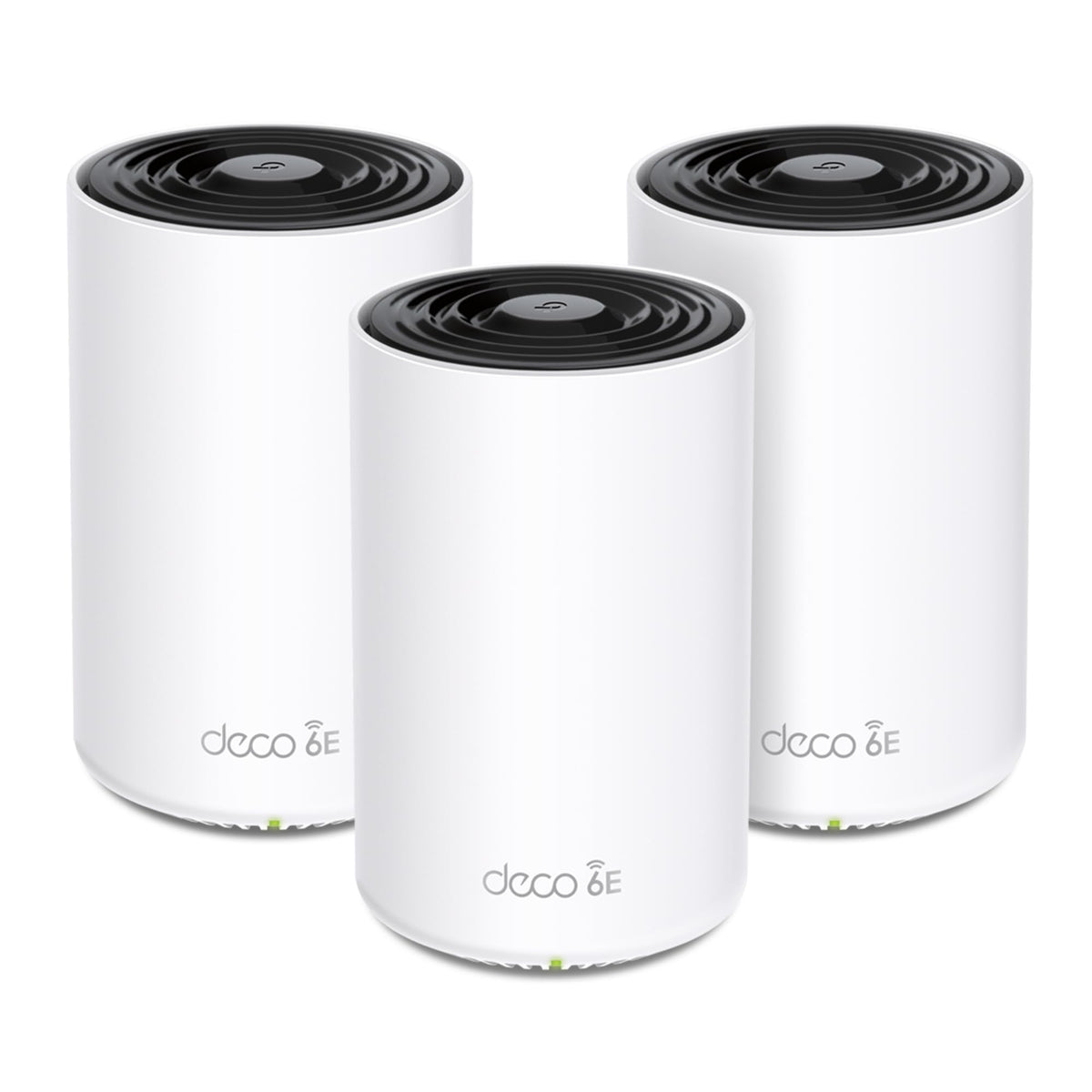 TP‑Link Deco XE70 Pro front packaging showing unit and benefits