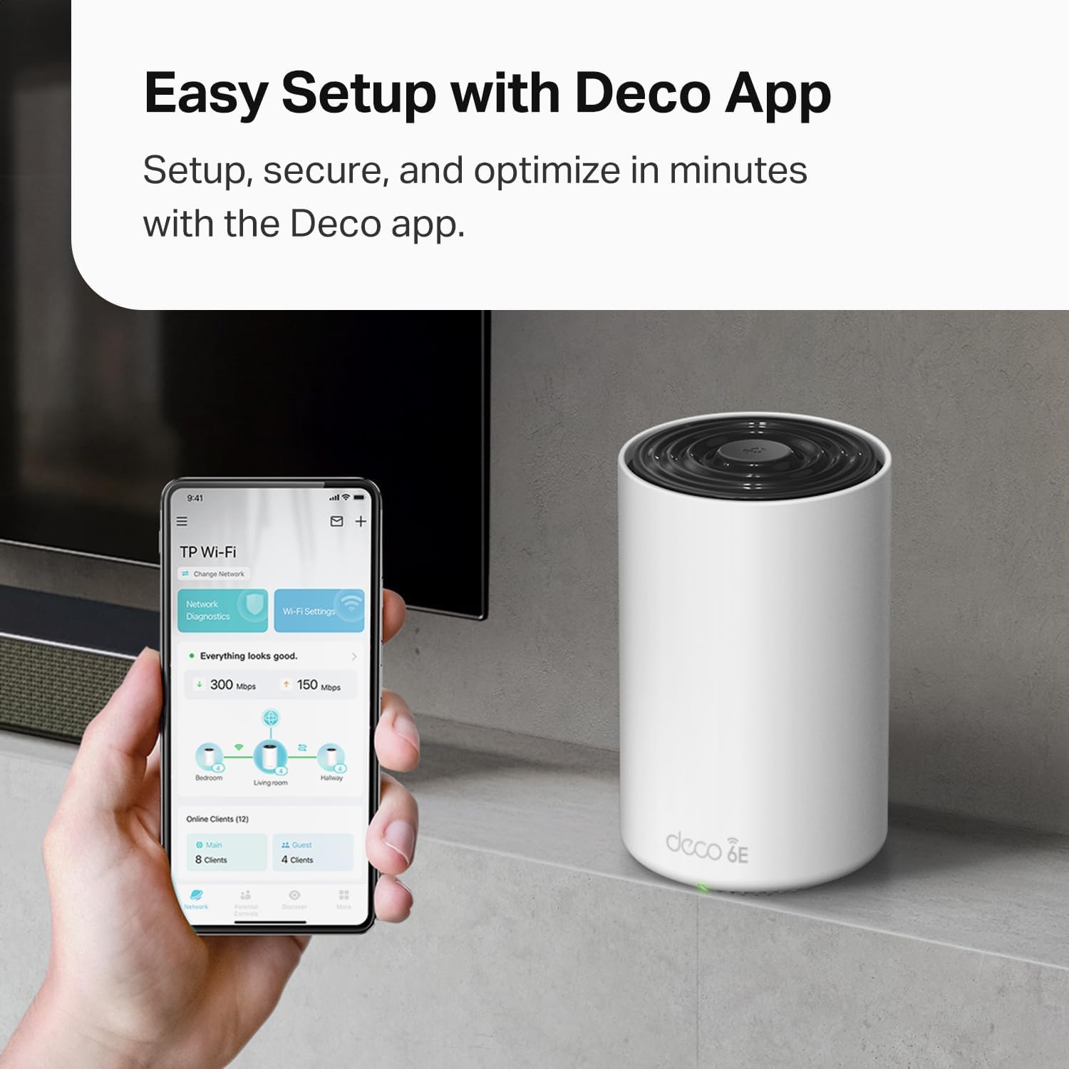 TP‑Link Deco XE70 Pro family streaming scene illustrating smooth 4K playback