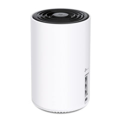 TP‑Link Deco XE75 front angle showing sleek design and strong home WiFi