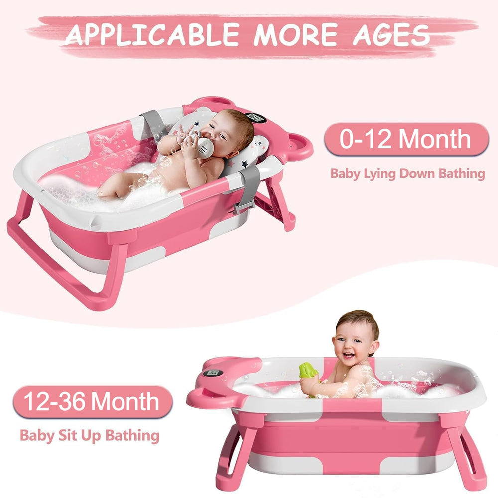 TPN baby bathtub thermometer display showing real-time temperature for comfort
