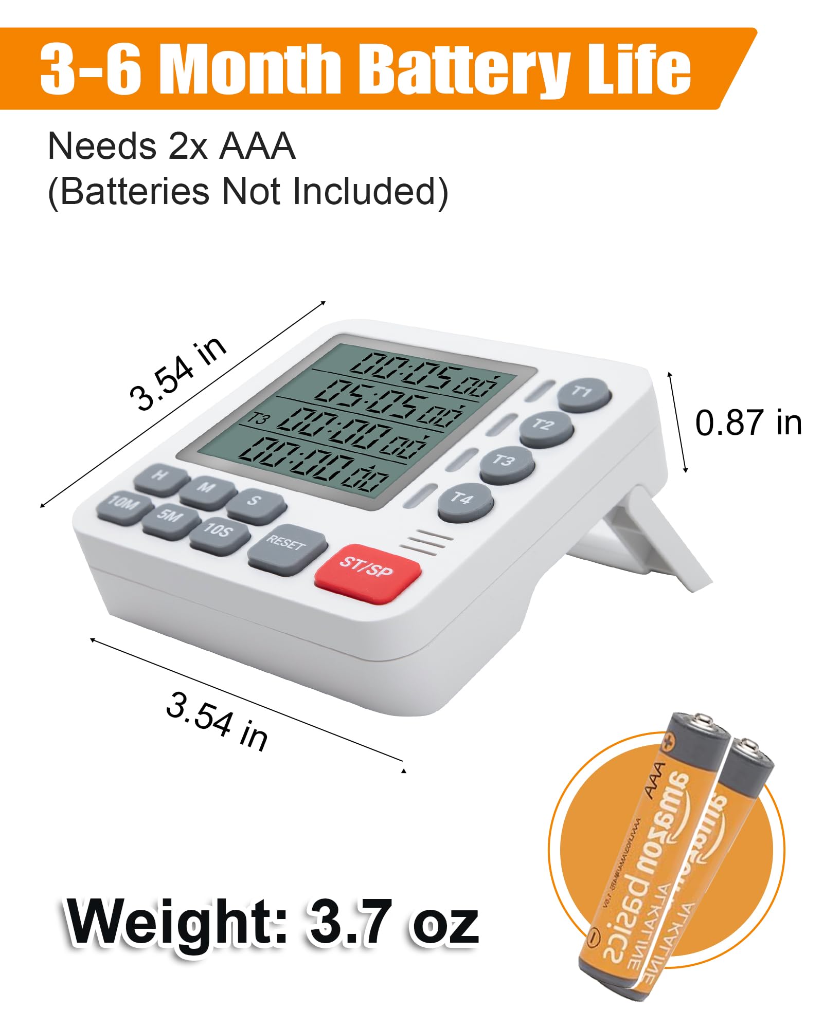 TPNEG with retractable stand on countertop for stable tabletop timing and visibility