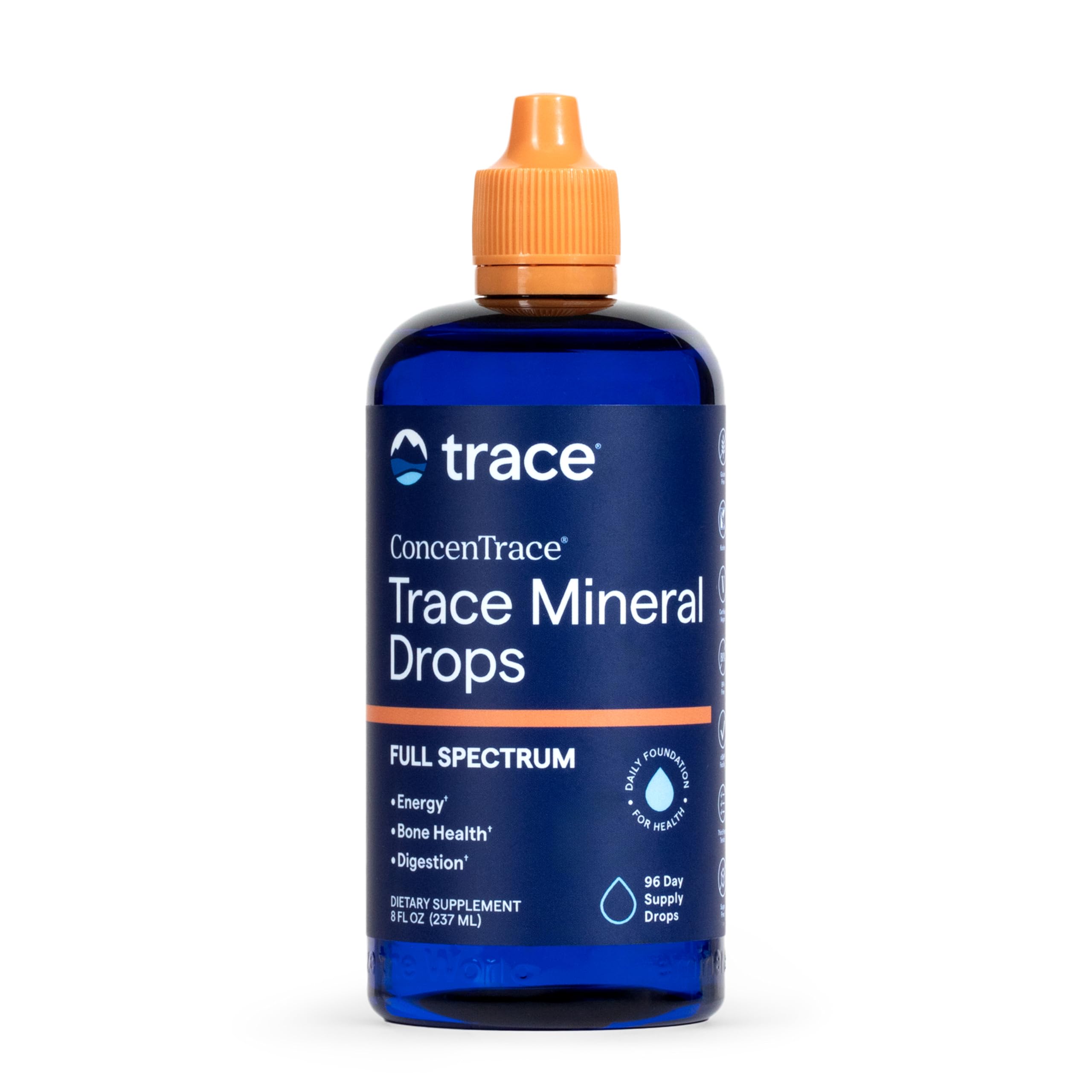 Trace Minerals ConcenTrace front bottle showing label and volume benefit