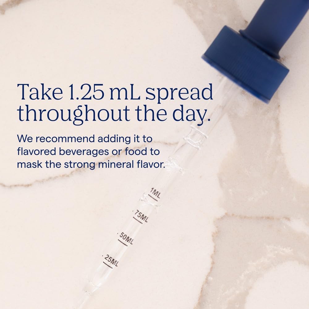 Trace Minerals serving size graphic illustrating 48 servings and compact bottle