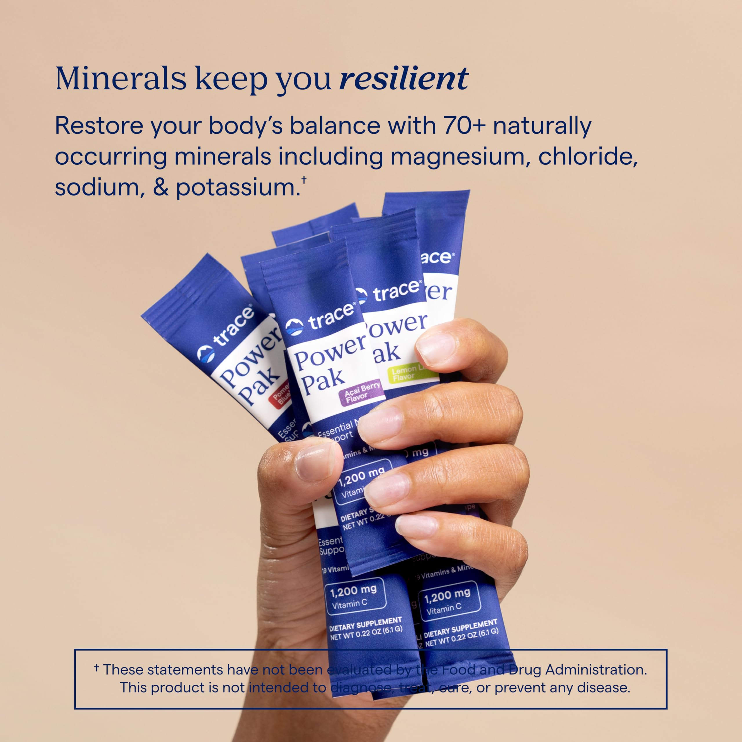 Trace Minerals label close-up showing vitamin C zinc magnesium content for daily support