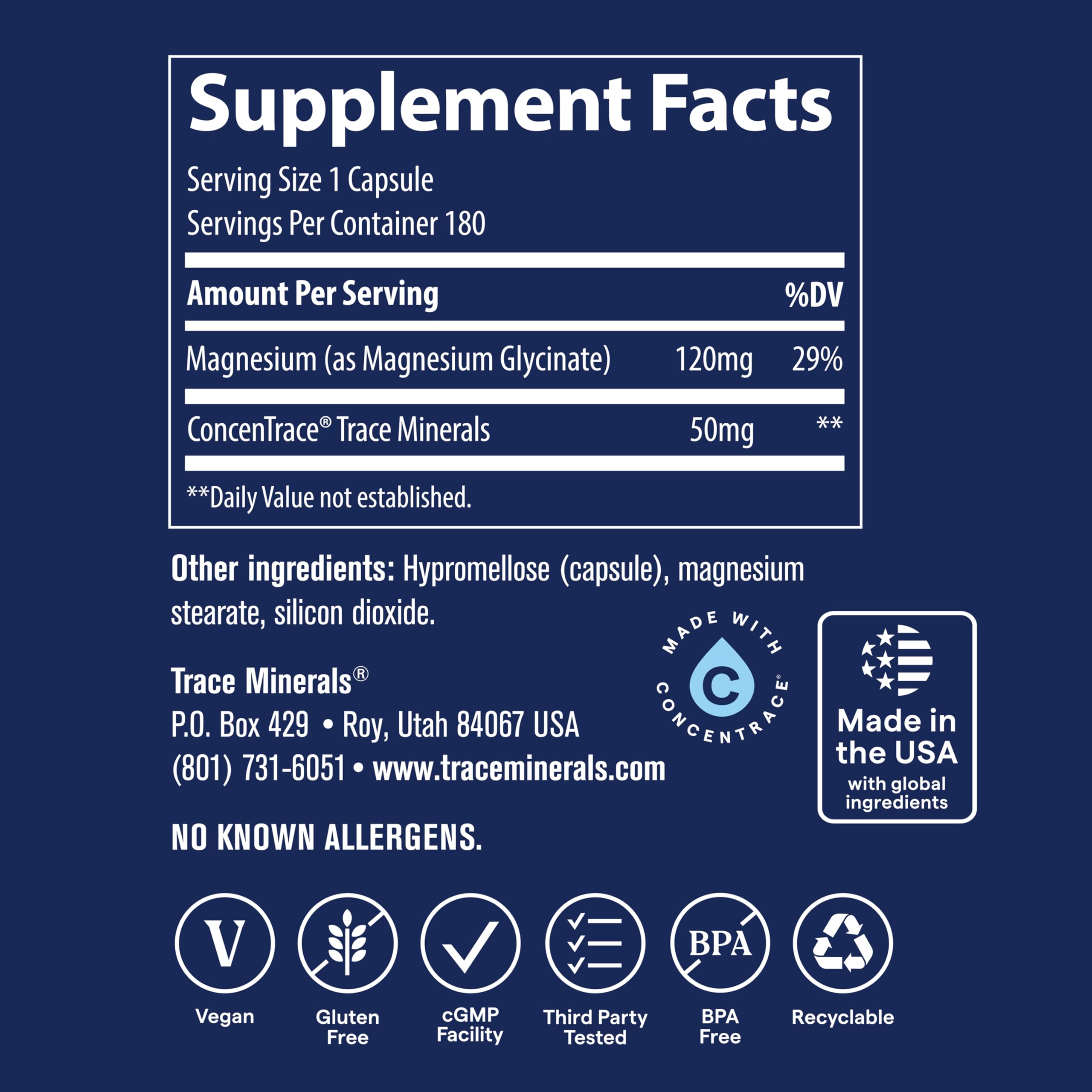 Trace Minerals capsule next to ruler showing size for easy swallowing