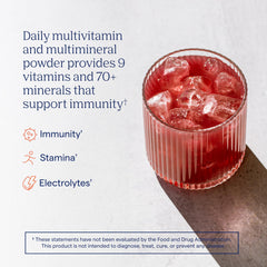 Trace Minerals single packet close-up showing powder texture and easy mixing benefit