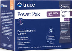 Trace Minerals front box showing Acai Berry flavor and 30 packets for convenient hydration