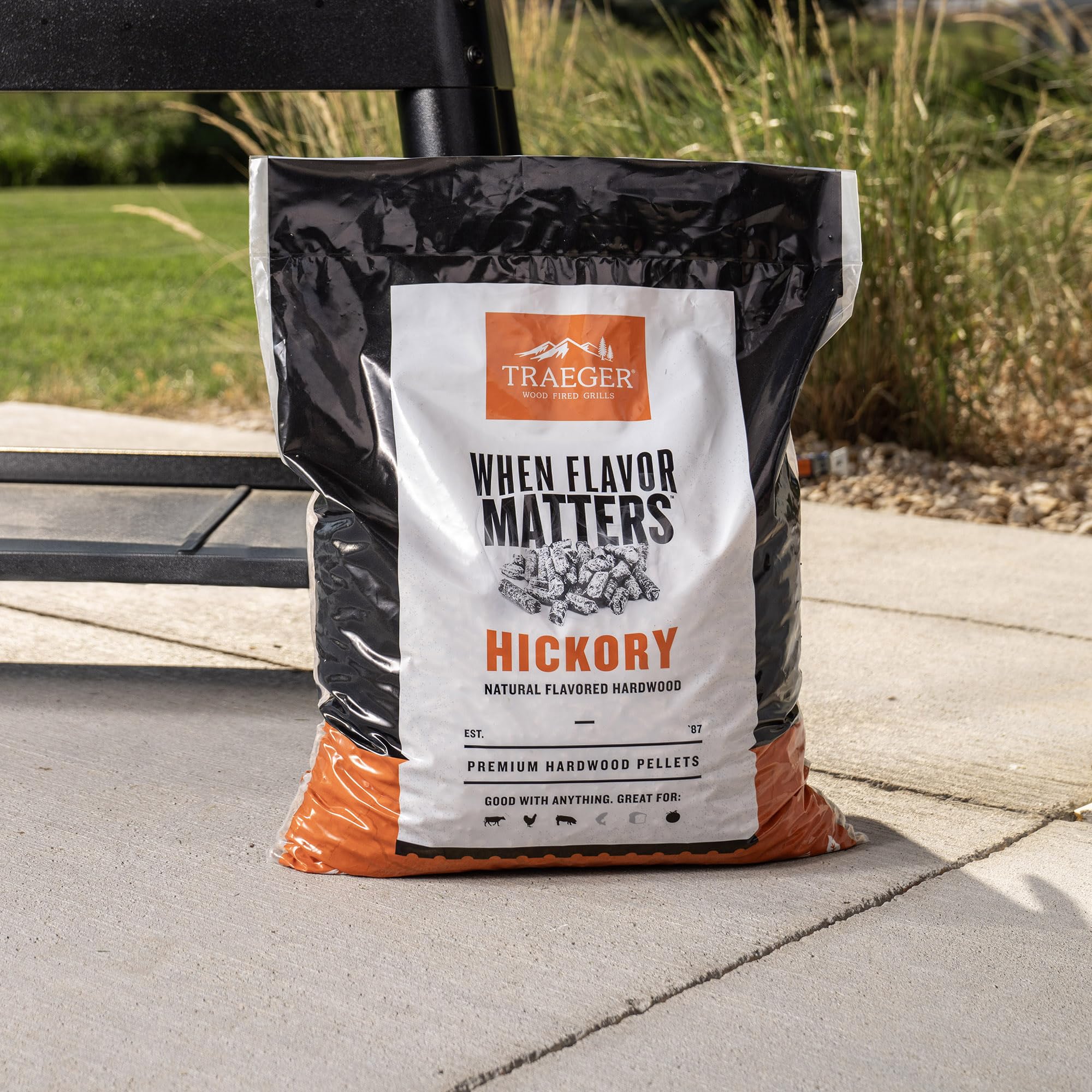 Traeger texture of pellet ash showing low-ash burn and easy cleanup benefit