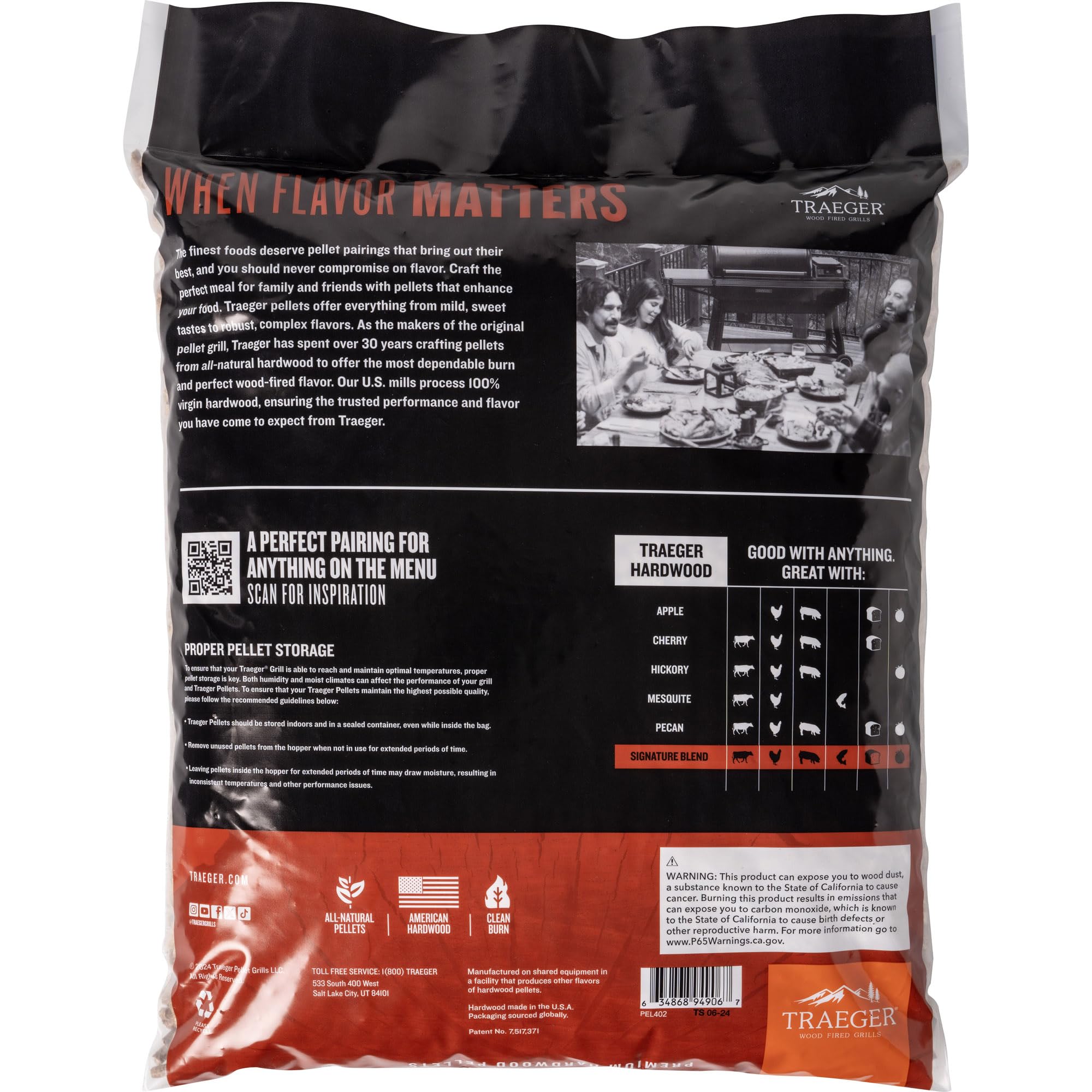 Traeger close-up of hardwood pellet texture offering clean, consistent burn benefit