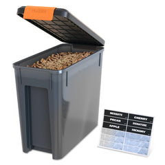 Traeger bin front view showing durable construction and sealed storage benefit