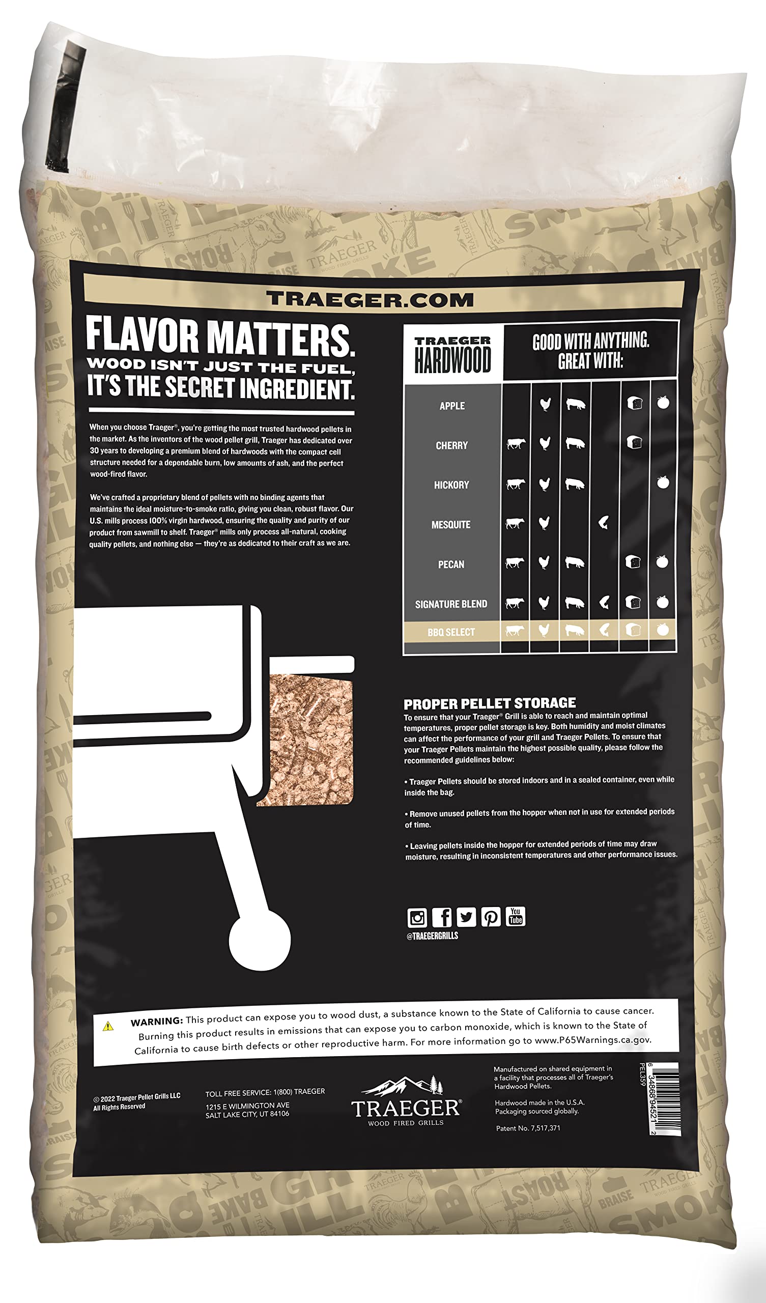 Traeger close-up of wood pellet texture, demonstrating consistent density