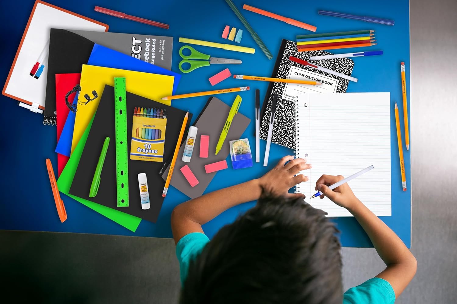 Trail maker notebooks and folders stack illustrating organized note-taking and filing