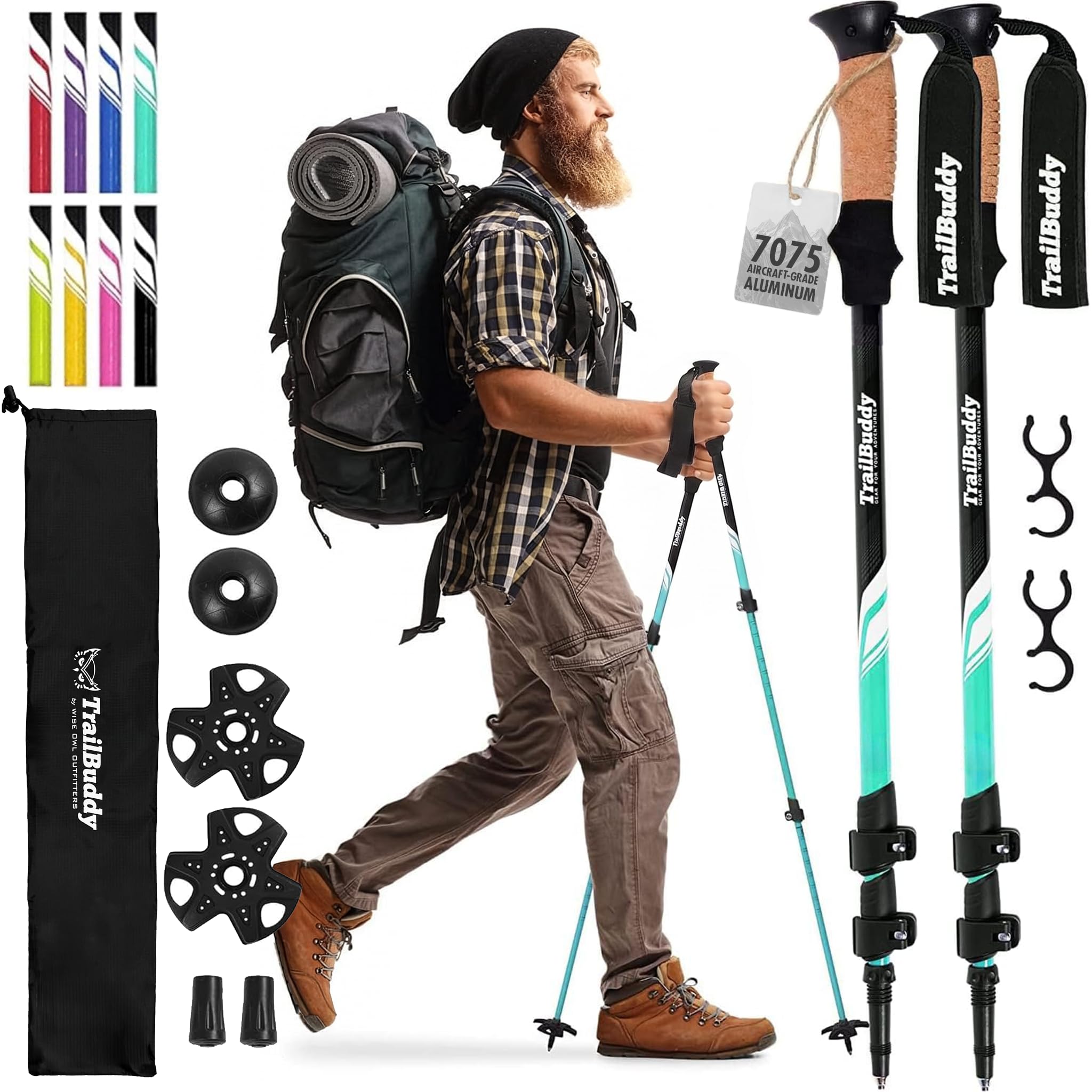 TrailBuddy front view of folded poles showing compact travel benefit