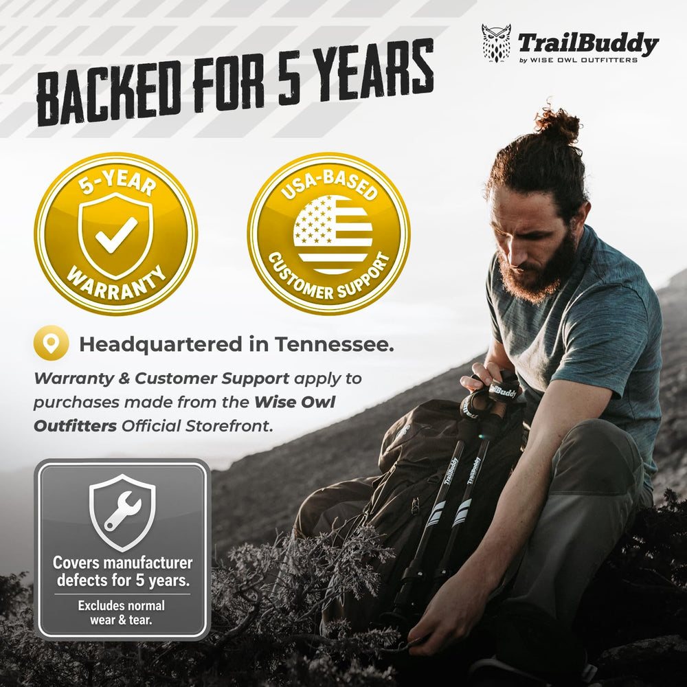 TrailBuddy poles in use on mountain trail for improved balance