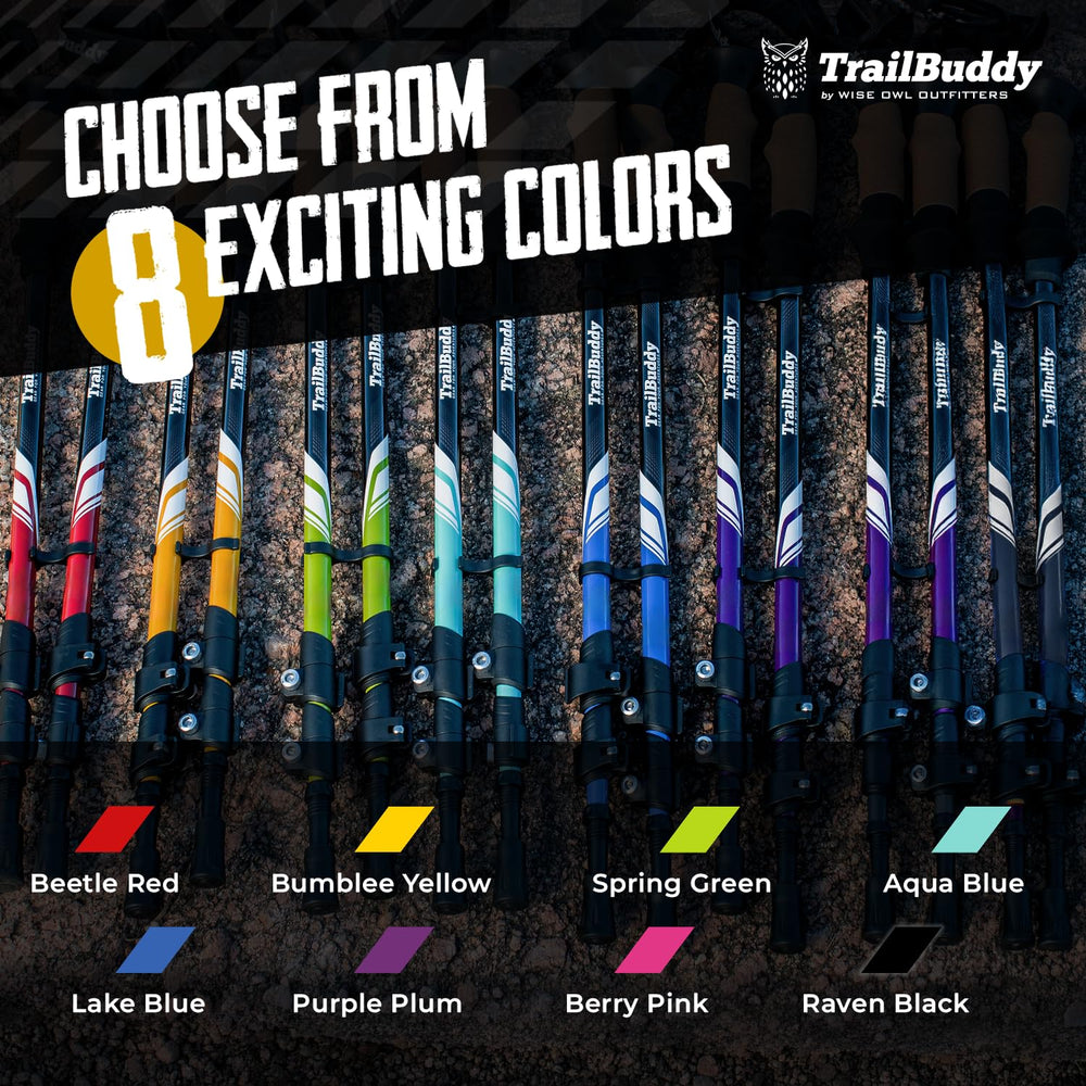 TrailBuddy pole used by senior for steady walking support