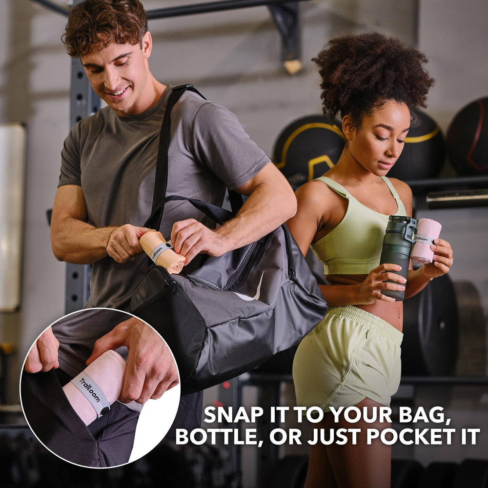 Trailoom snapped to a water bottle for easy gym access