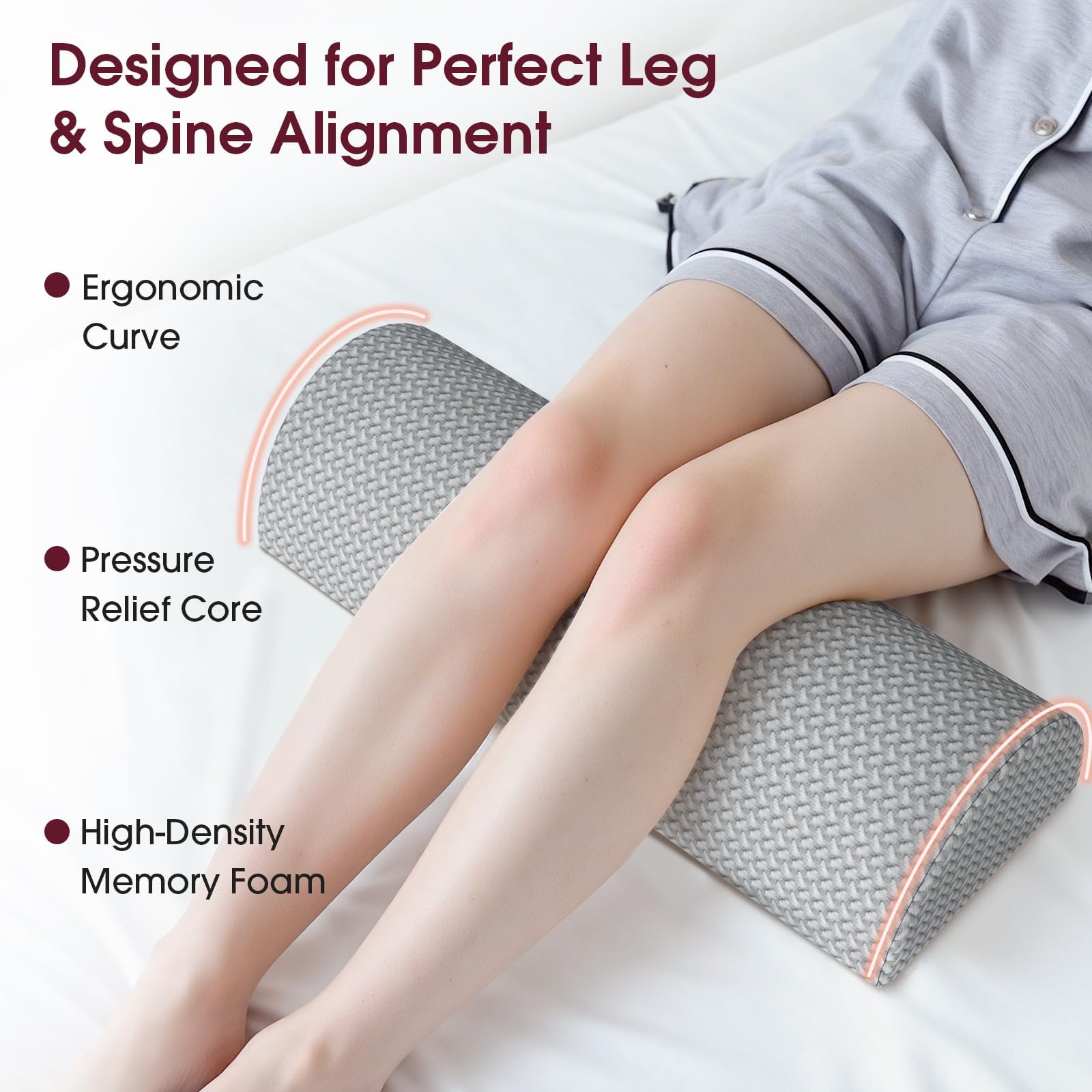 TranquilRelax knee pillow removable zipper cover close-up for easy washing