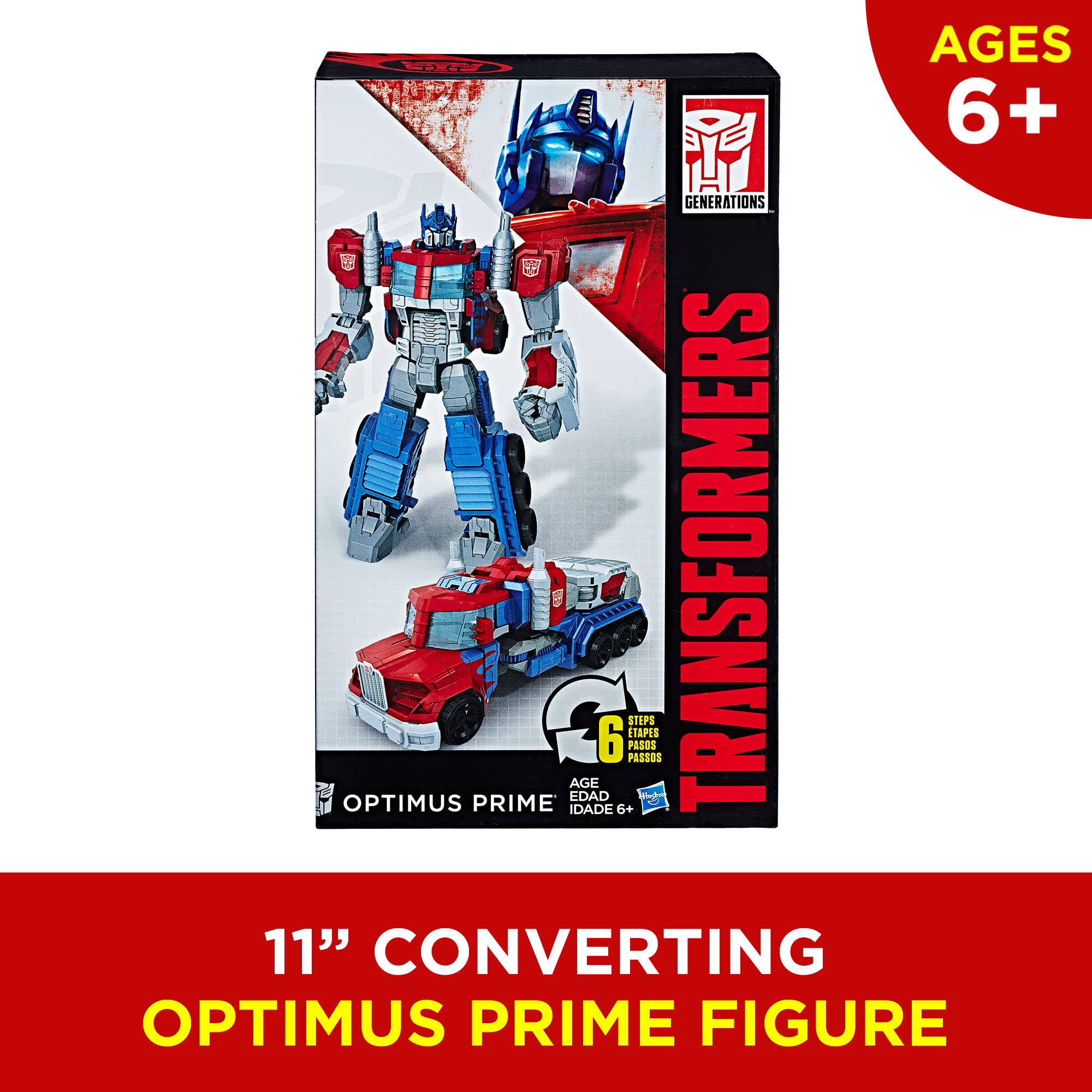 Transformers Optimus Prime beside ruler showing 11-inch scale for size clarity