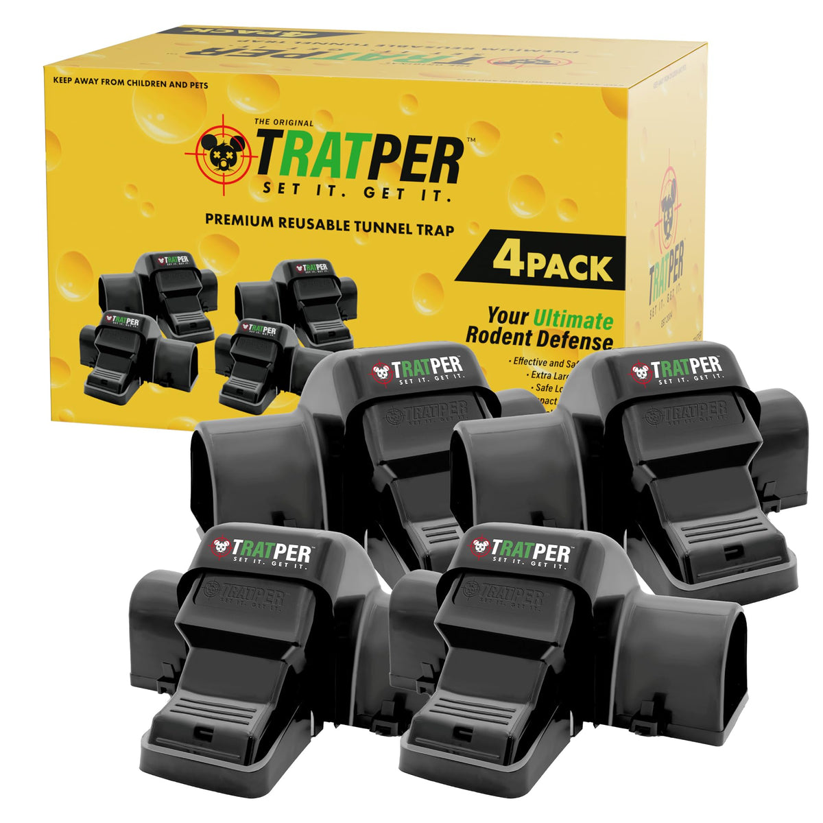 TRATPER front view of covered trap showing discreet design and safe placement